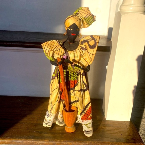 Other - VTG Senegalese African Doll Handcrafted 13” Traditional dress 🇸🇳 Butter Churn